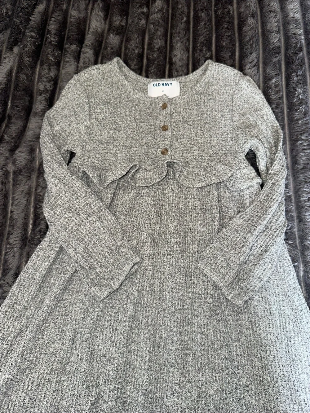 Old Navy toddler girl Gray Knit Long-Sleeve Dress